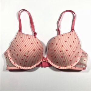 Victoria Secret Pink Polka Dot Stripe Push Up Bra